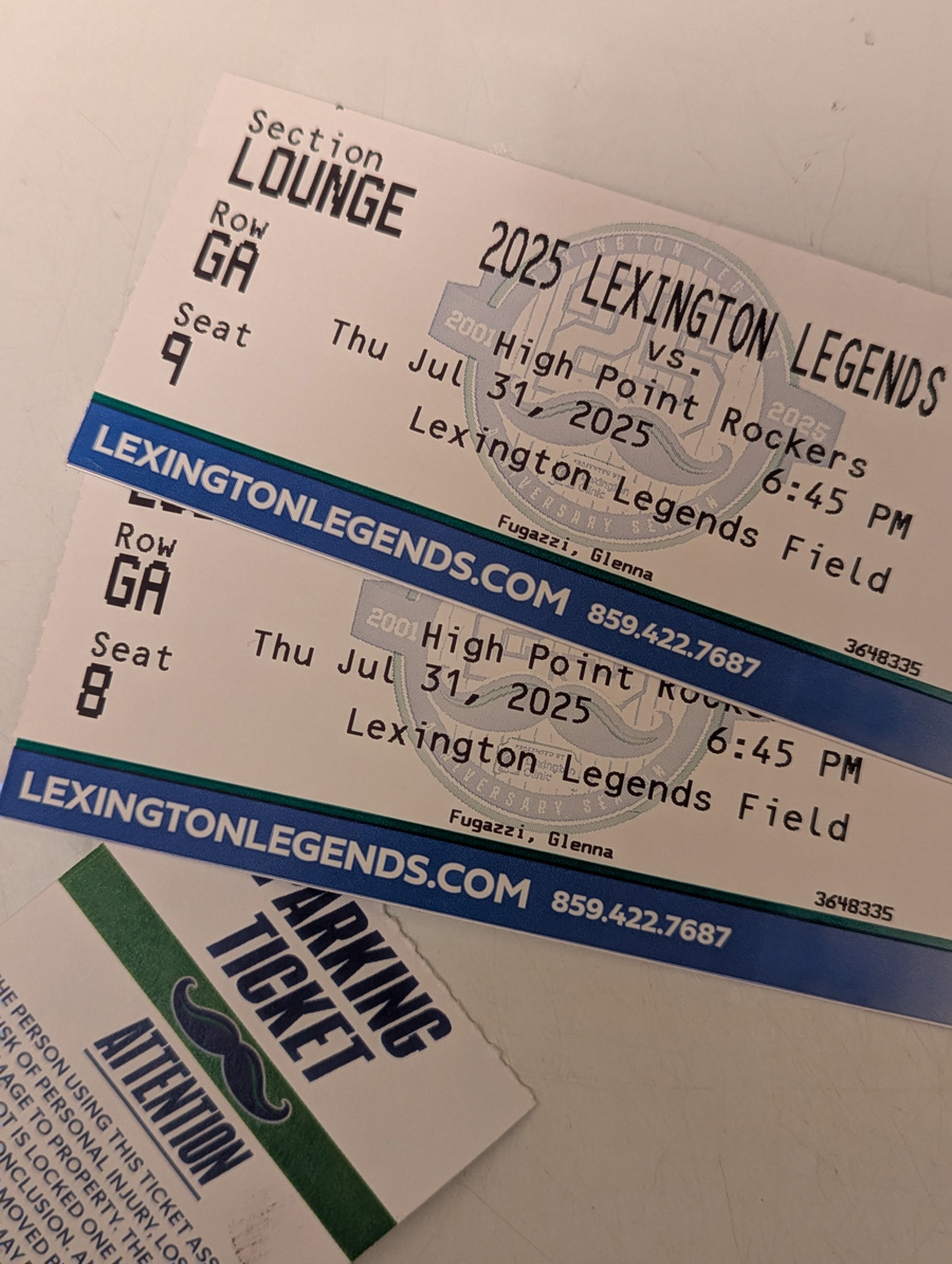 Tickets to the Lexington Legends.